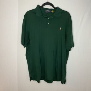 Polo Ralph Lauren Shirt Mens L Green Short Sleeve Classic Solid Pima Flesh Pony